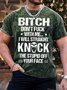 Men's Don't Piss With Me I Will Straight Knock The Stupid Off Your Face Funny Graphic Bleach Print Loose Text Letters Casual Crew Neck T-Shirt