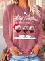 Women's Marry Christmas And Happy New Year Wine Santa Print Casual Sweatshirt