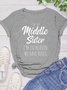 Women's Funny Words Sister Funny Casual T-shirt