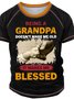 Men’s Being A Grandpa Doesn’t Make Me Old It Makes Me Blessed Crew Neck Casual Text Letters T-Shirt