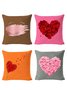 18*18 Set of 4 Valentine‘s Day Love heart Backrest Cushion Pillow Covers, Decorations For Home