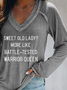 Plus Size Letter Long Sleeve V-neck Casual T-shirt
