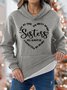 Womens Sister Letter Heart Print Casual Sweatshirt