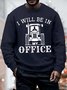 Men's I Will Be In My Office Funny Tractors Graphic Printing Casual Text Letters Crew Neck Loose Sweatshirt