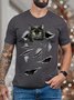 Men’s Black Cat Pattern Fit Casual Animal T-Shirt
