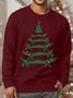 Men's Christmas Tree Cute Dog Funny Graphic Printing Cotton-Blend Casual Sweatshirt