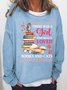 Women’s Once Upon A Time There Was A Girl Who Really Loved Books And Cats Text Letters Casual Sweatshirt