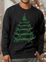 Men's Christmas Tree Cute Dog Funny Graphic Printing Cotton-Blend Casual Sweatshirt