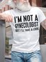 Men's I Am Not A Gynecologist But I Will Take A Look Funny Graphic Printing Crew Neck Casual Cotton Text Letters T-Shirt