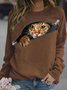 Women's Funny 3D Cat Printed Crew Neck Casual Sweatshirt