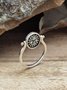 Turnable Vintage Silver Sun Moon Motif Ring Boho Ethnic Jewelry