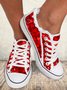 Valentine's Day Heart Printed Plus Size Casual Canvas Sneakers