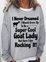 Women's Funny Cool Goat Lady Text Letters Loose Crew Neck Simple Sweatshirt