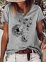 Women's Dandelion And Butterfly Print Casual Top