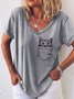 Women's Cat Print Casual T-Shirt