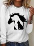 Women's Lovely Horse Dog Cat Print Casual Top