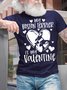 Men's My Boston Terrier Is My Valentine Funny Graphic Printing Cotton Casual Loose Text Letters T-Shirt