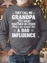 Men’s They Call Me Grandpa Because Partner In Crime Makes Me Sound Like A Bad Influence Casual Crew Neck Text Letters Sweatshirt