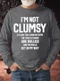 Men's I Am Not Clumsy It Is Just The Floor Hates Me The Table Chairs Are Bullies And The Walls Get In My Way Funny Graphic Printing Cotton-Blend Crew Neck Text Letters Casual Sweatshirt