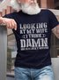 Men’s Funny Wife Text Letters Loose Casual Cotton T-Shirt