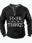 Men's Fixer Of All The Things Funny Graphic Print Regular Fit Text Letters Casual Half Turtleneck Top