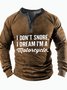 Men's I Don't Snore I Dream I Am A Motorcycle Funny Graphic Print Regular Fit Half Turtleneck Casual Top