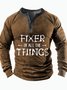 Men's Fixer Of All The Things Funny Graphic Print Regular Fit Text Letters Casual Half Turtleneck Top
