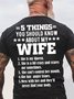 Men's 5 Things You Should Know About My Wife Funny Graphic Print Cotton Crew Neck Text Letters Casual T-Shirt