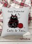 18*18 Throw Pillow Covers, Cat Soft Corduroy Cushion Pillowcase Case for Living Room