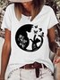 Women's Lovely Butterfly Cat Print Casual T-Shirt