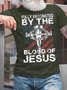 Men's Fully Vaccinated By The Blood Of Jesus Funny Casual Crew Neck America Flag T-Shirt