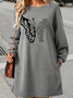 Women's Butterfly Whispered Letter Print Crew Neck Casual Dress