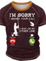 Men’s I’m Sorry I Missed Your Call I Was On My Other Line Regular Fit Crew Neck Casual Text Letters T-Shirt