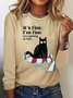 Women's Funny Word I'm Fine Simple Cotton-Blend Regular Fit Top