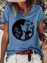 Women's Lovely Butterfly Cat Print Casual T-Shirt