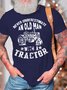 Men’s Never Underestimate An Old Man With A Tractor Fit Cotton Casual Crew Neck T-Shirt