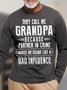 Men's They Call Me Grandpa Because Partner In Crime Makes Me Sound Like A Bad Influence Funny Graphic Print Casual Text Letters Cotton Top
