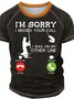 Men’s I’m Sorry I Missed Your Call I Was On My Other Line Regular Fit Crew Neck Casual Text Letters T-Shirt