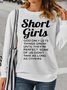 Women's Shorts Girls Print Casual Crew Neck Sweatshirt