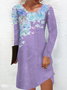 Lilicloth X Paula Purple Flower Side Womens Long Sleeve Dress