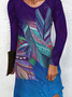 Lilicloth X Paula Boho Feather Purple And Blue Womens Long Sleeve Dress