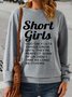 Women's Shorts Girls Print Casual Crew Neck Sweatshirt