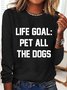 Women's Dog Lover Pet All The Dogs Simple Cotton-Blend Long Sleeve Top