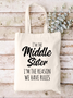 I'm The Middle Sister Family Text Letters Casual Shopping Tote Bag