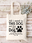 All I Need Is This Dog Animal Text Letters Casual Shopping Tote Bag