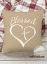 18*18 Throw Pillow Covers, Christian Blessed Heart Print Soft Corduroy Cushion Pillowcase Case for Living Room