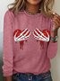 Women's Valentine's Day Skeleton Heart Cotton-Blend Crew Neck Long Sleeve Top