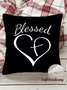 18*18 Throw Pillow Covers, Christian Blessed Heart Print Soft Corduroy Cushion Pillowcase Case for Living Room