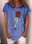 Women's Skeleton Hand Roses Cotton-Blend Casual T-Shirt