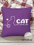 18*18 Throw Pillow Covers, Cat Mama Soft Corduroy Cushion Pillowcase Case for Living Room